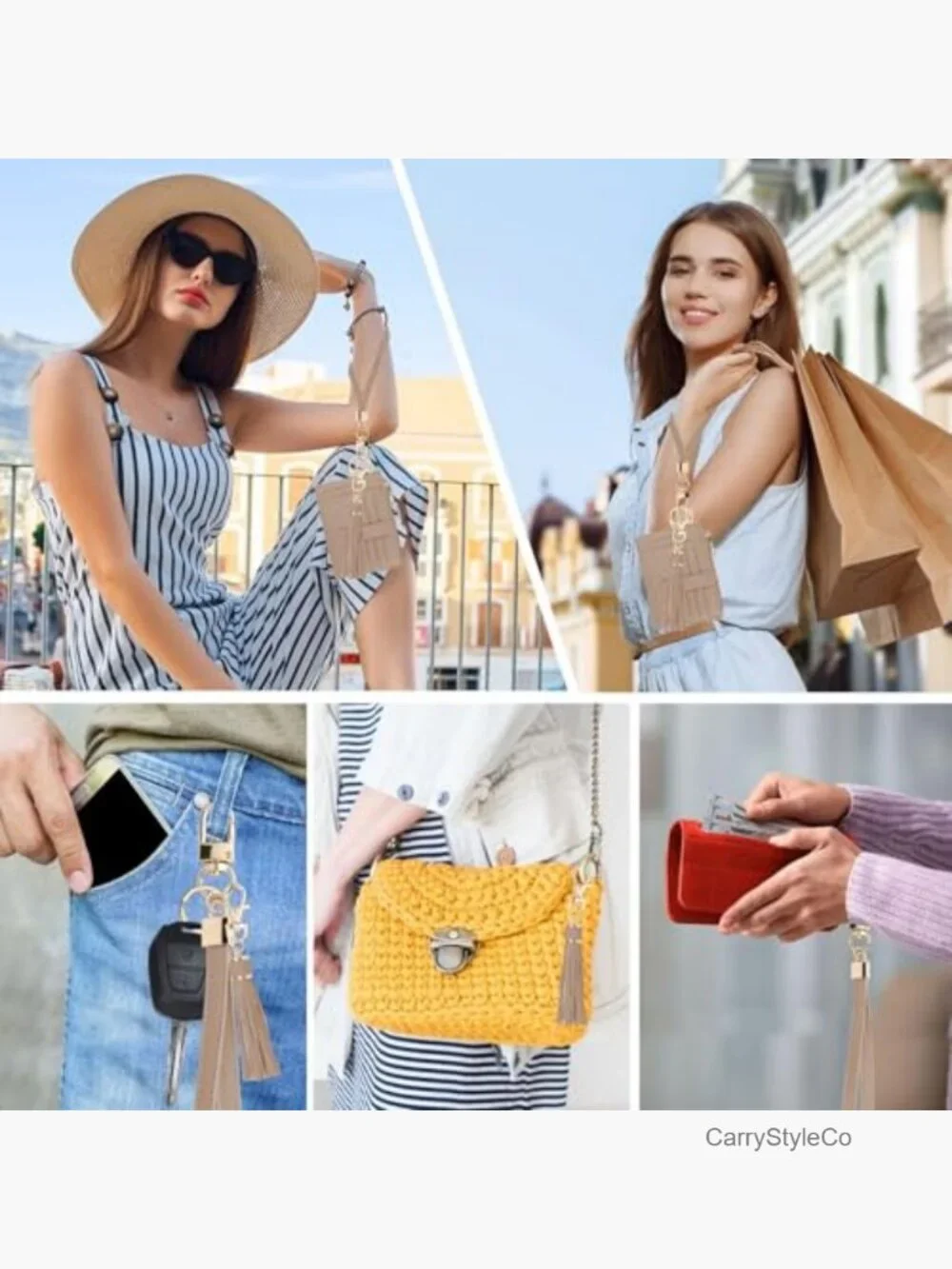 RFID Wristlet Wallet with Keychain - 8 Card Slots Vegan Leather